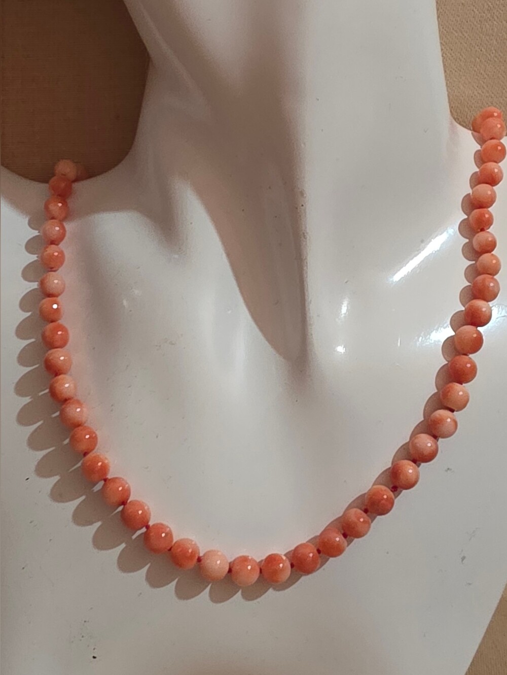 14K GENUINE ANGEL SKIN CORAL NECKLACE 24 IN 32.23 Grams